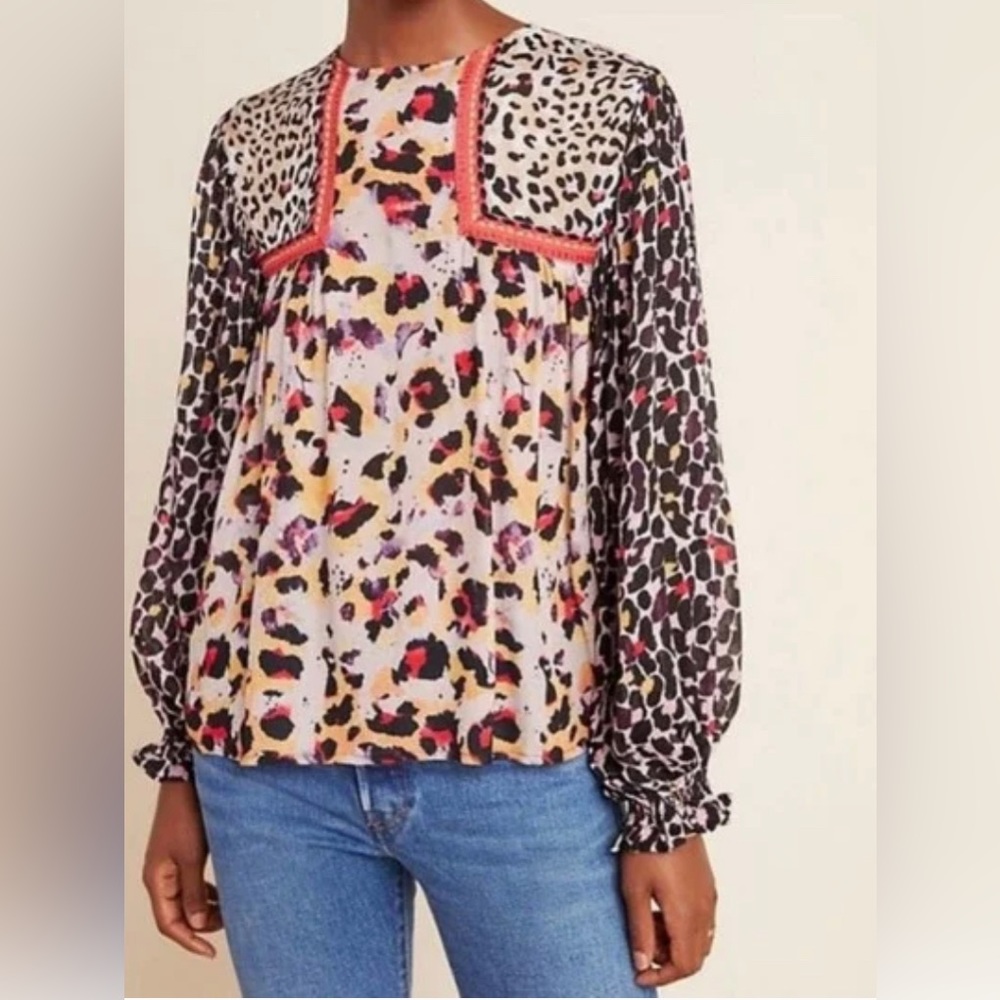 Bl-nk Miranda Peasant Blouse Anthropologie Size M